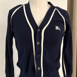 Burberry Dark Blue Cardigan with White Trim